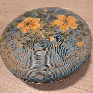 Vintage Blue and Yellow Decorative Basket
